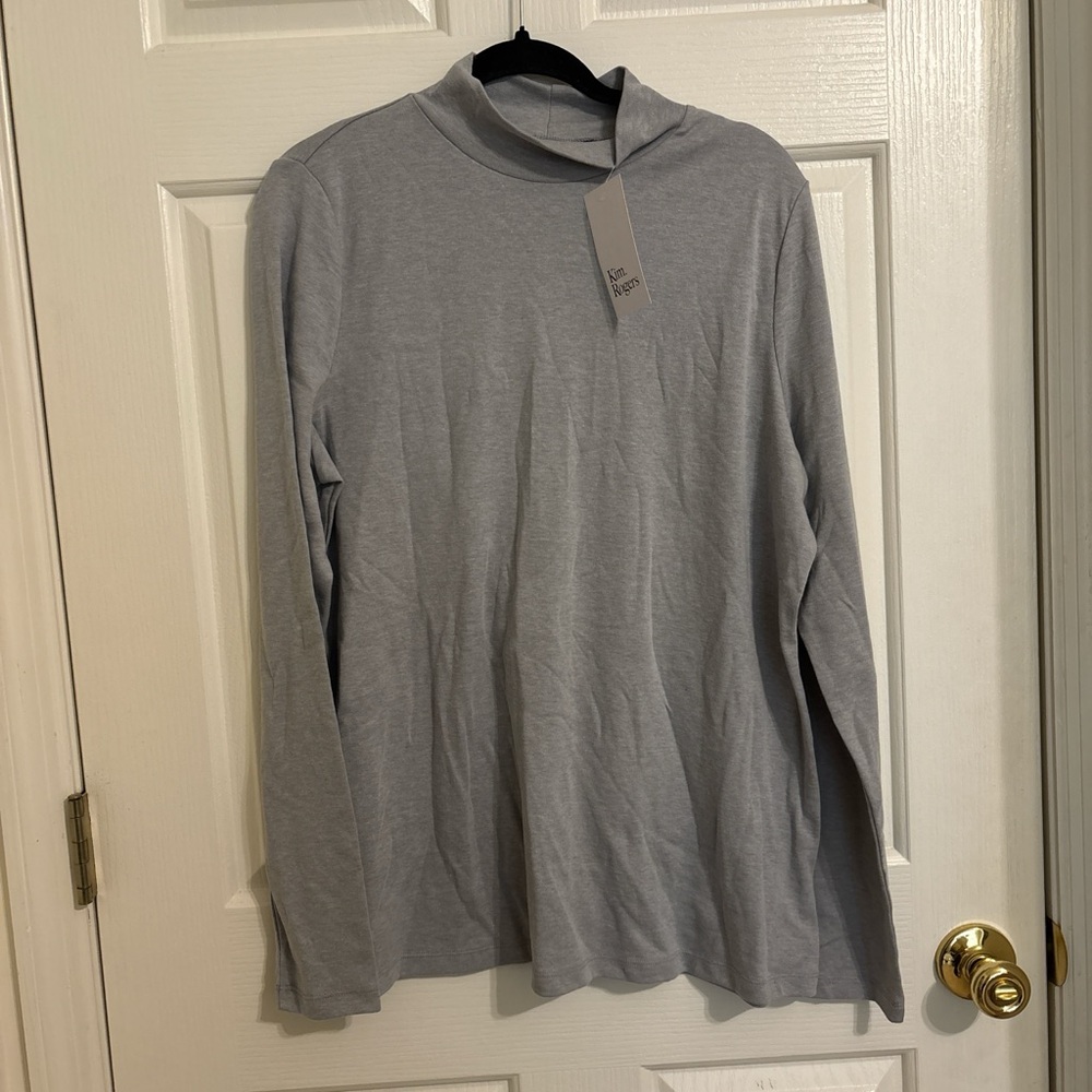 Kim Rogers Light Gray Long Sleeve Turtleneck Tee